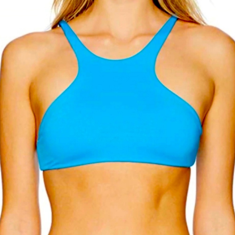🌺 3x$15 🌺 swimming top in beautiful blue color , high neck, open back L,M. NWT